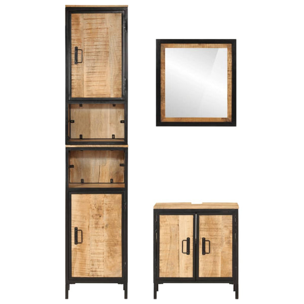 vidaXL 3-Piece Bathroom Furniture Set Iron and Solid Mango Wood