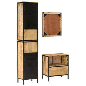 vidaXL 3-Piece Bathroom Furniture Set Iron and Solid Mango Wood