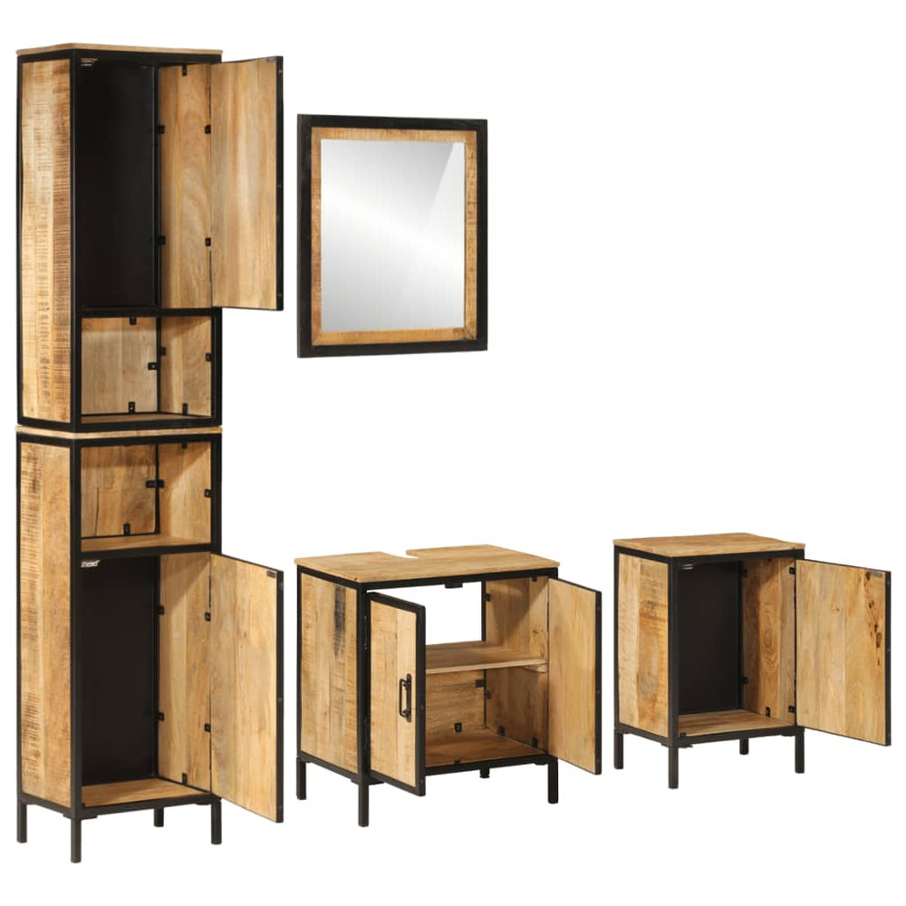 vidaXL 4-Piece Bathroom Furniture Set Iron and Solid Mango Wood