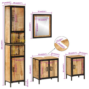 vidaXL 4-Piece Bathroom Furniture Set Iron and Solid Mango Wood