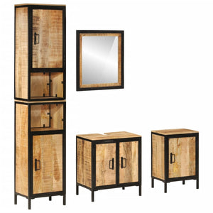 vidaXL 4-Piece Bathroom Furniture Set Iron and Solid Mango Wood
