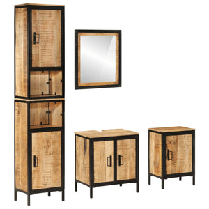 vidaXL 4-Piece Bathroom Furniture Set Iron and Solid Mango Wood