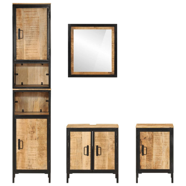 vidaXL 4-Piece Bathroom Furniture Set Iron and Solid Mango Wood