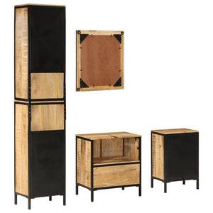 vidaXL 4-Piece Bathroom Furniture Set Iron and Solid Mango Wood