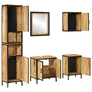 vidaXL 5-Piece Bathroom Furniture Set Iron and Solid Mango Wood