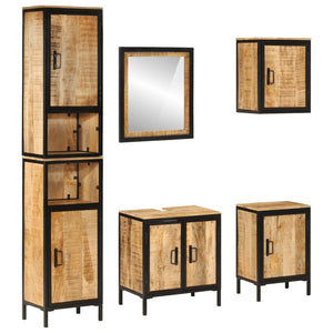 vidaXL 5-Piece Bathroom Furniture Set Iron and Solid Mango Wood