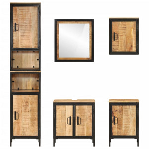 vidaXL 5-Piece Bathroom Furniture Set Iron and Solid Mango Wood