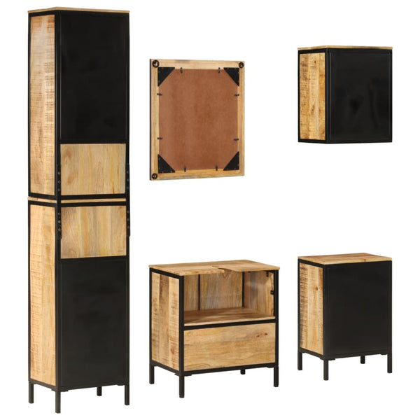vidaXL 5-Piece Bathroom Furniture Set Iron and Solid Mango Wood
