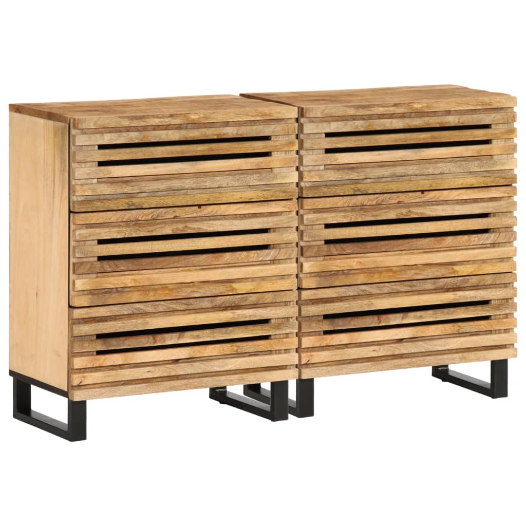 vidaXL Sideboard 2 pcs 60x34x75 cm Rough Solid Mango Wood