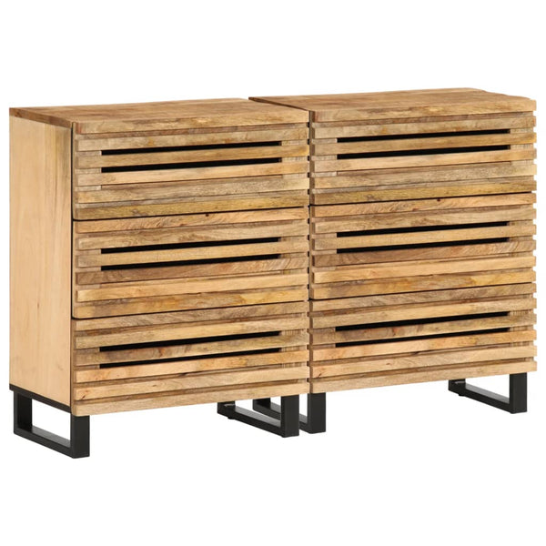 vidaXL Sideboard 2 pcs 60x34x75 cm Rough Solid Mango Wood