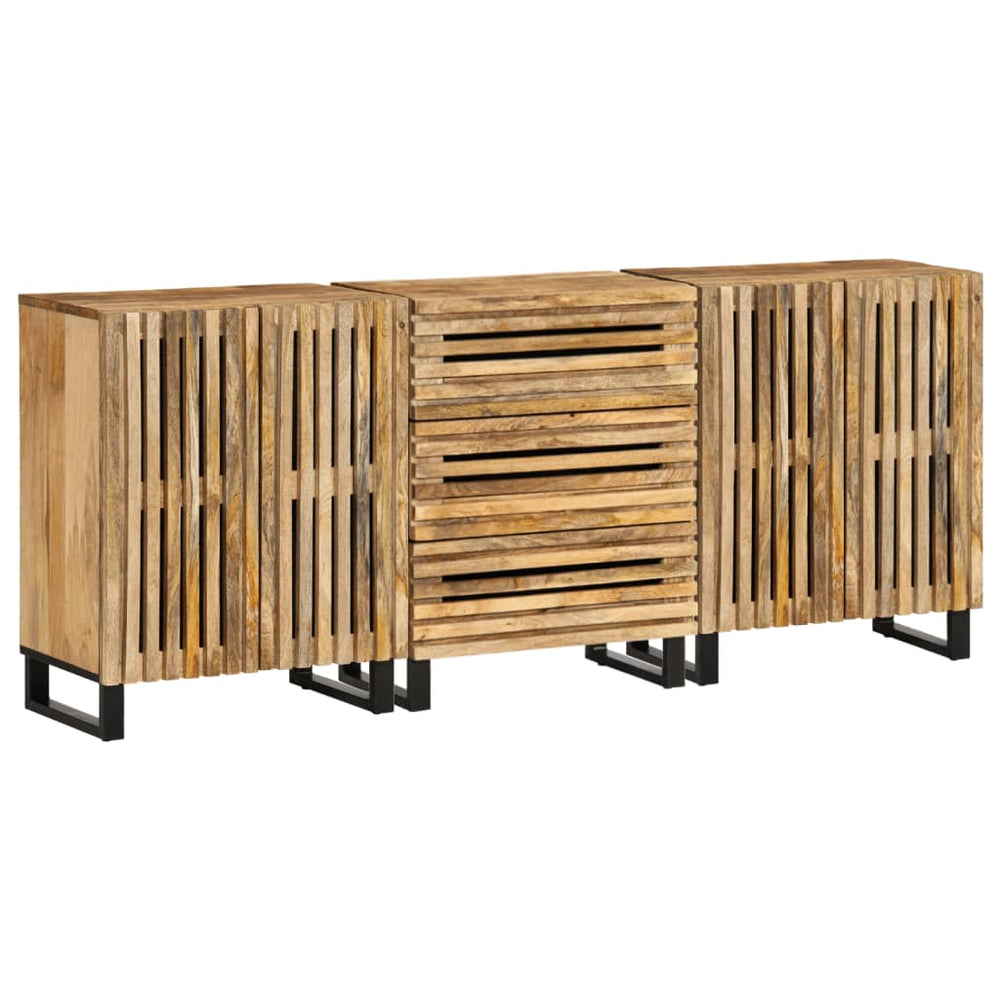 vidaXL Sideboard 3 Pcs. 60x34x75 cm Rough Solid Mango Wood