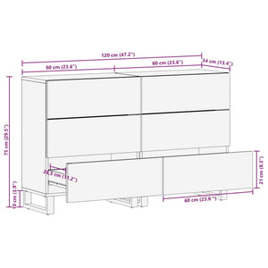 vidaXL Sideboard 2 pcs. 60x34x75 cm Solid Mango Wood