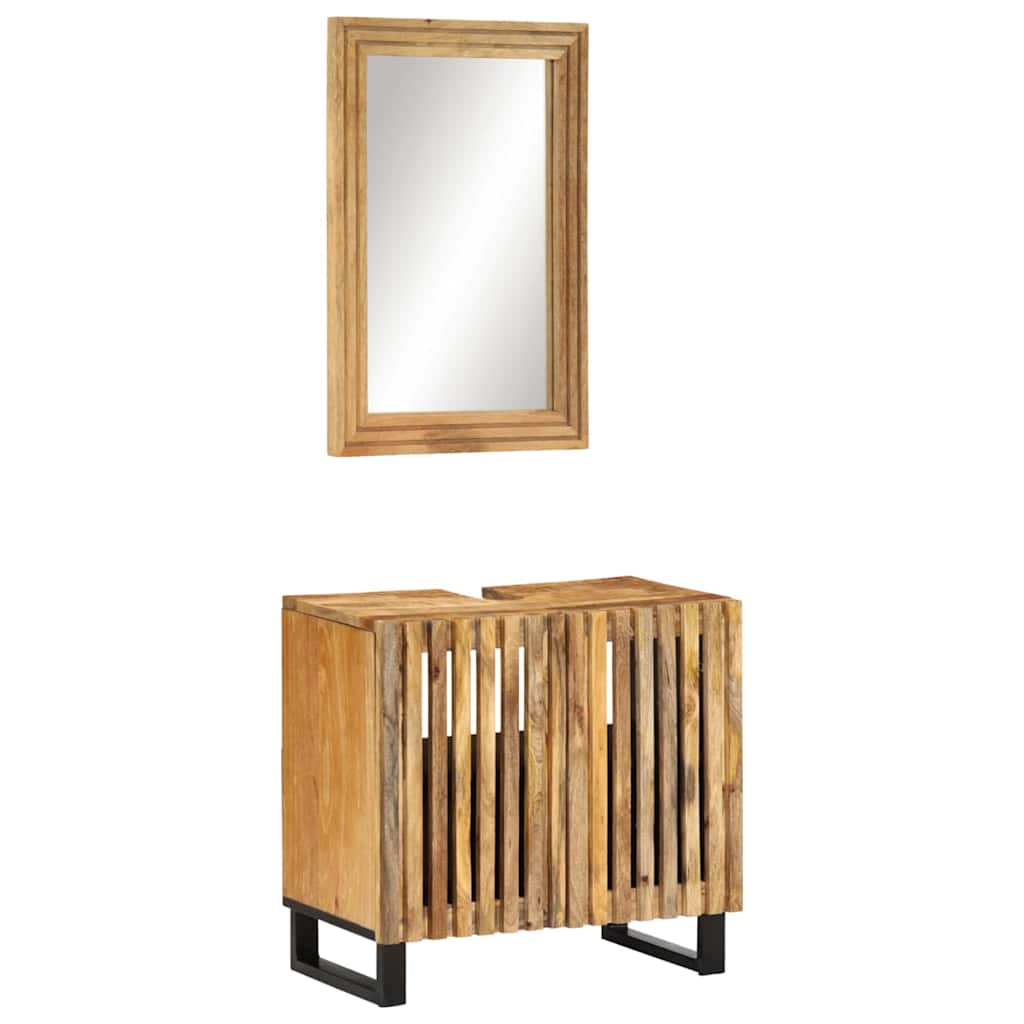 vidaXL 2-Piece Bathroom Cabinet Set Rough Mango Wood