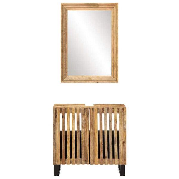 vidaXL 2-Piece Bathroom Cabinet Set Rough Mango Wood