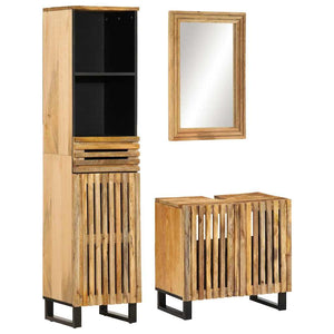 vidaXL 3-Piece Bathroom Furniture Set Rough Mango Wood