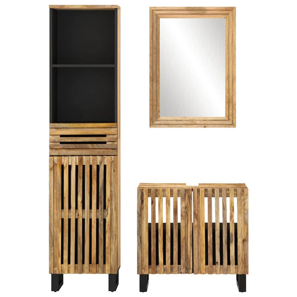 vidaXL 3-Piece Bathroom Furniture Set Rough Mango Wood