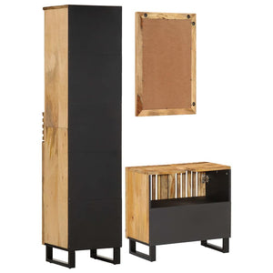 vidaXL 3-Piece Bathroom Furniture Set Rough Mango Wood