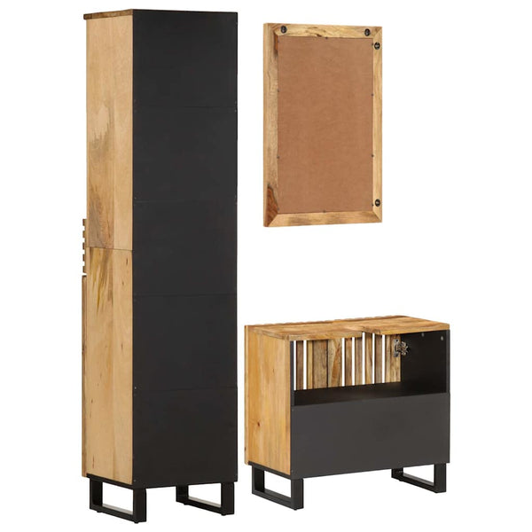 vidaXL 3-Piece Bathroom Furniture Set Rough Mango Wood