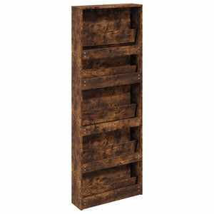 vidaXL Shoe Cabinet with Mirror 5 Compartments Smoked Oak 63x17x169.5 cm