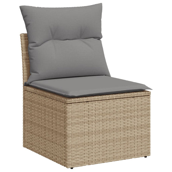 vidaXL 3-Piece Garden Sofa Set with Cushions Beige Poly Rattan