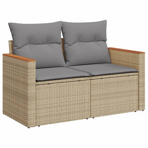 vidaXL 4-piece Garden Sofa Set with Cushions Mixed Beige Poly Rattan