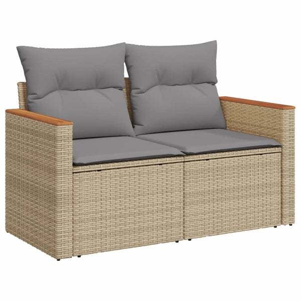 vidaXL 4-piece Garden Sofa Set with Cushions Mixed Beige Poly Rattan