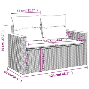 vidaXL 4-piece Garden Sofa Set with Cushions Mixed Beige Poly Rattan