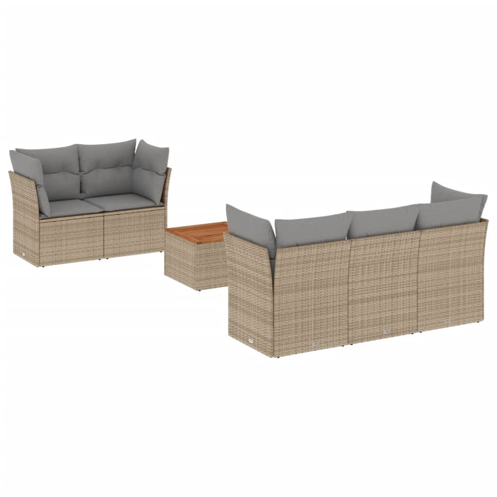 6-tlg. Garten Sofagarnitur Poly Rattan Beige