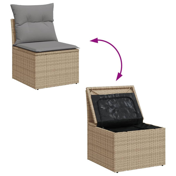 6-tlg. Garten Sofagarnitur Poly Rattan Beige