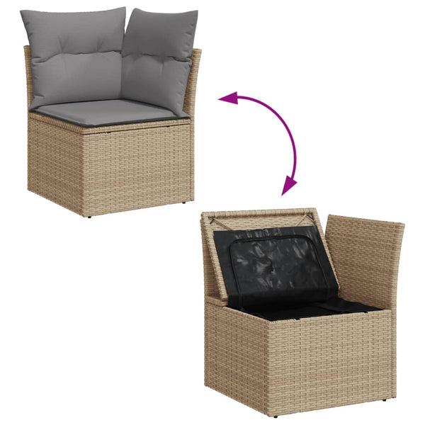 6-tlg. Garten Sofagarnitur Poly Rattan Beige
