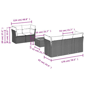 6-tlg. Garten Sofagarnitur Poly Rattan Beige