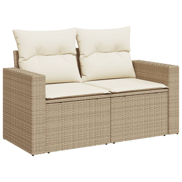 10-teilige Garten Sofagarnitur Beige Poly Rattan