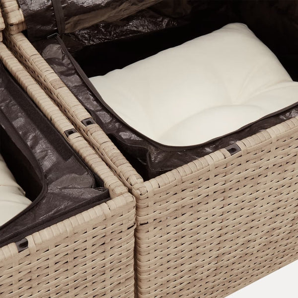 10-teilige Garten Sofagarnitur Beige Poly Rattan
