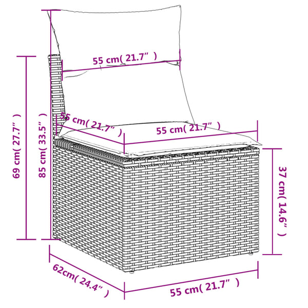 10-teilige Garten Sofagarnitur Beige Poly Rattan
