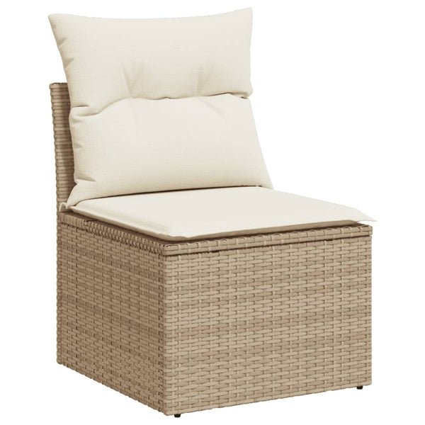 10-teilige Garten Sofagarnitur Beige Poly Rattan