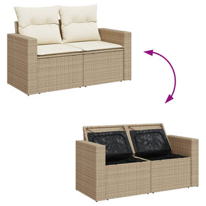 10-teilige Garten Sofagarnitur Beige Poly Rattan