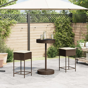 vidaXL 3-Piece Garden Bar Set with Cushions Brown Poly Rattan