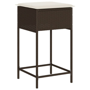 vidaXL 3-Piece Garden Bar Set with Cushions Brown Poly Rattan