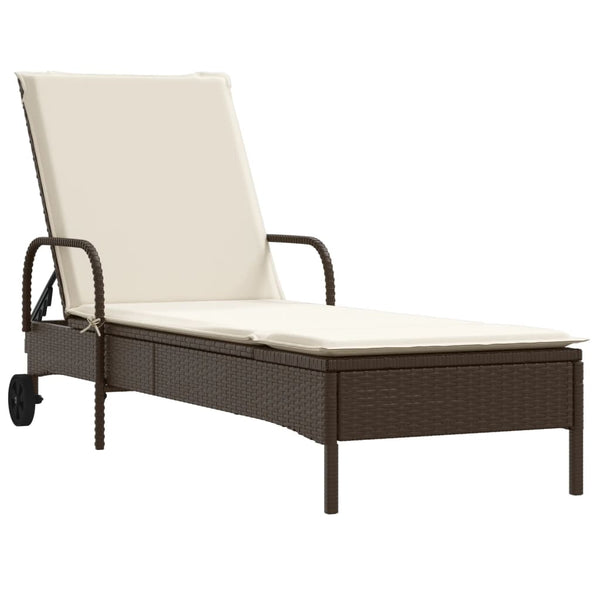 vidaXL Sun Loungers with Cushions 2 pcs Brown Poly Rattan