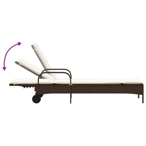 vidaXL Sun Loungers with Cushions 2 pcs Brown Poly Rattan
