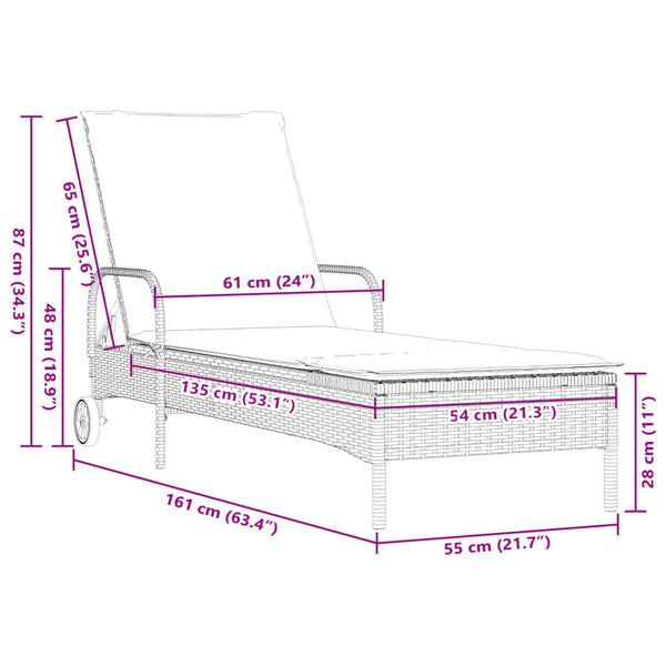 vidaXL Sun Loungers with Cushions 2 pcs Brown Poly Rattan