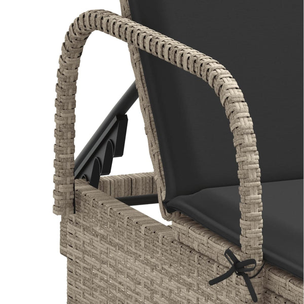 vidaXL Sun Loungers with Cushions 2 pcs. Light Gray Poly Rattan