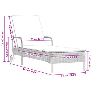 vidaXL Sun Loungers with Cushions 2 pcs. Light Gray Poly Rattan