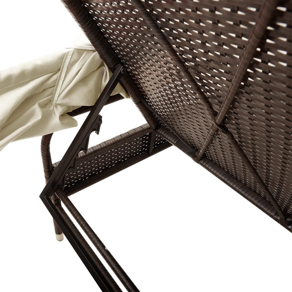 vidaXL Sun Loungers 2 pcs. with Roof and Table Brown Poly Rattan