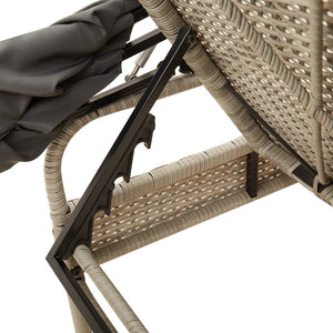 vidaXL Sun Loungers 2 pcs. with Roof and Table Light Grey Poly Rattan