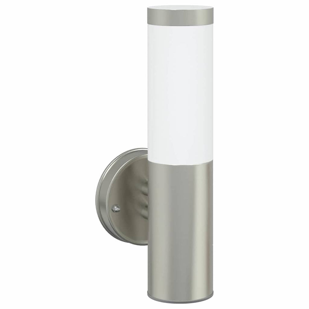 vidaXL Outdoor Wall Light Silver 15 x 7.5 x 33 cm Stainless Steel and Plastic
