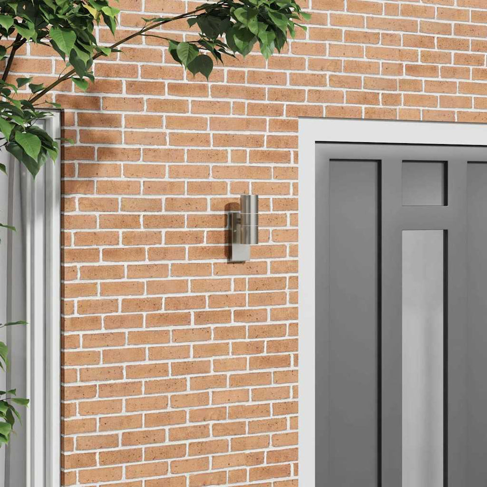 vidaXL Outdoor Wall Light Silver 7 x 10 x 22 cm Stainless Steel and Glass