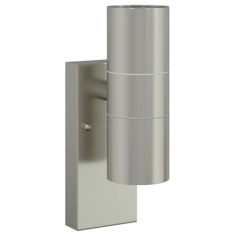 vidaXL Outdoor Wall Light Silver 7 x 10 x 22 cm Stainless Steel and Glass