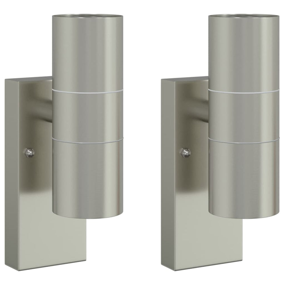 vidaXL Outdoor Wall Lamp 2 pcs Silver 7 x 10 x 22 cm Stainless Steel and Glass