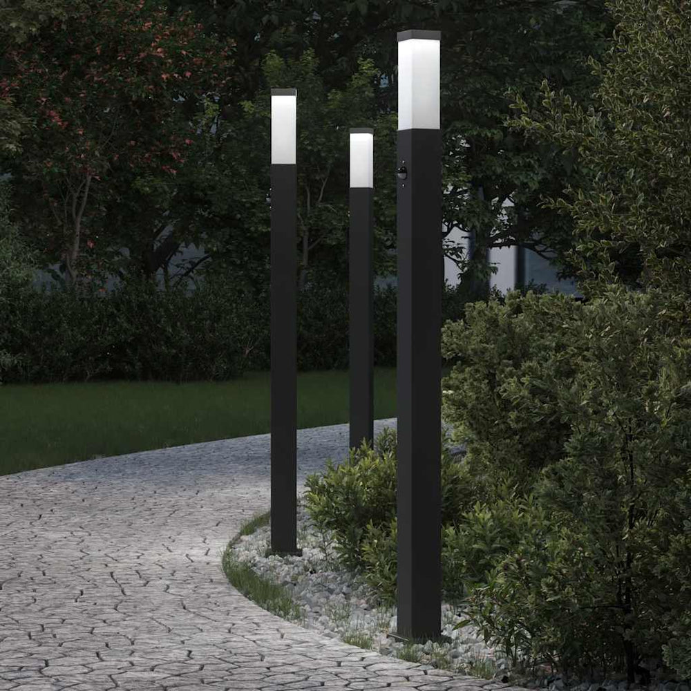 vidaXL Bollard Lights with Sensor 3 pcs. 110 cm Black IP44